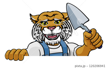 Wildcat Bricklayer Builder Holding Trowel Tool Wildcat Bricklayer Builder Holding Trowel Tool 120206941