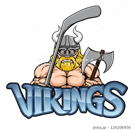 Viking Man Ice Hockey Sports Team Mascot 120206956