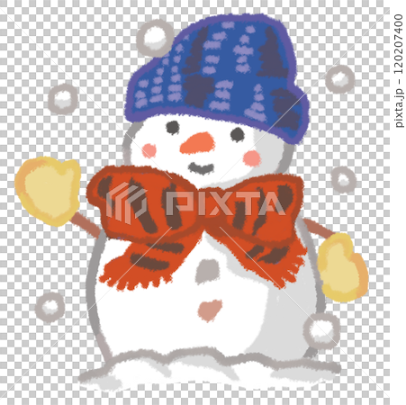 A cute snowman wearing a stylish scarf and hat A cute snowman wearing a stylish scarf and hat 120207400