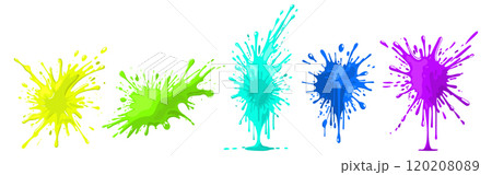 Colorful splash collection. Diverse bright stains and splashes. Vector isolated red ink blob set Colorful splash collection. Diverse bright stains and splashes. Vector isolated red ink blob set 120208089