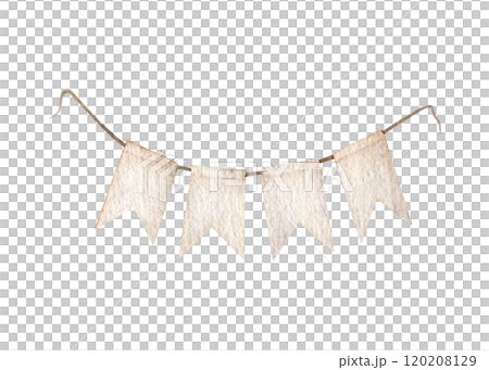 Watercolor beige garland isolated on white background. Hand drawn Decorative design element for girl Nursery wall art or childish greeting cards, invitation Watercolor beige garland isolated on white background. Hand drawn Decorative design element for girl Nursery wall art or childish greeting cards, invitation 120208129