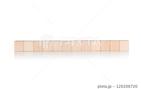 wooden cubes twelve 12 pieces on isolate white background 120208720