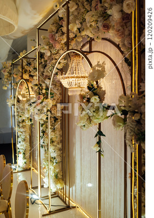 Great place for evening wedding ceremony. Large crystal lamps decorate the location Great place for evening wedding ceremony. Large crystal lamps decorate the location 120209426