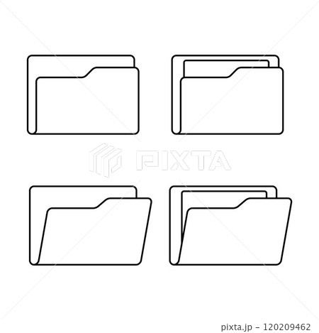 File folder set, symbol of office document, opened and closed folders. 120209462