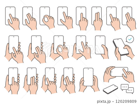 スマホを操作する手のアイコンセット2（カラー） 120209809