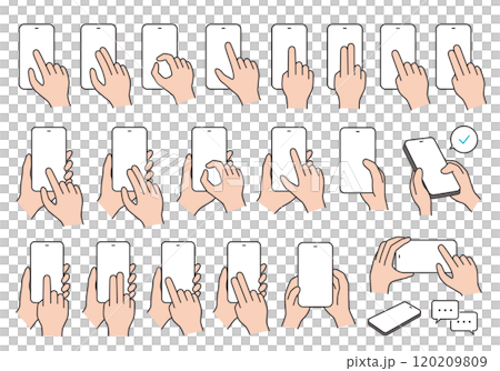 スマホを操作する手のアイコンセット2（カラー） 120209809