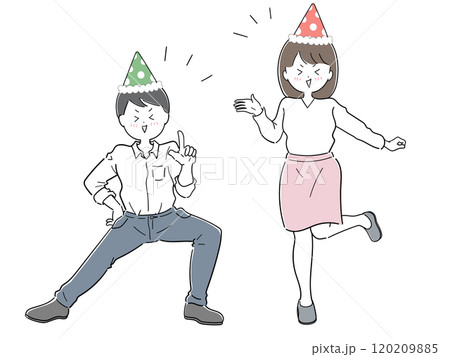 イベント運営を張り切る元気いっぱいな男女セット 120209885
