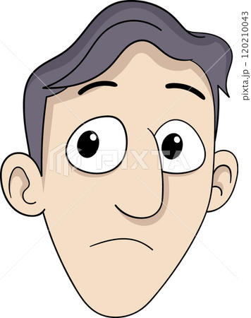 Cartoon Style Face of a Concerned Man with a Thoughtful Expression Cartoon Style Face of a Concerned Man with a Thoughtful Expression 120210043
