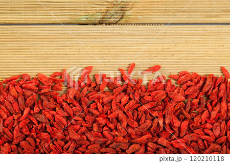 Goji berries on light wooden surface Goji berries on light wooden surface 120210118