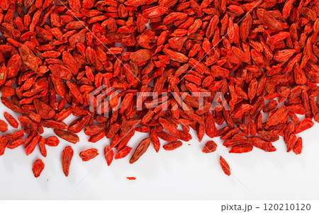 Dried Goji berries on white surface 120210120