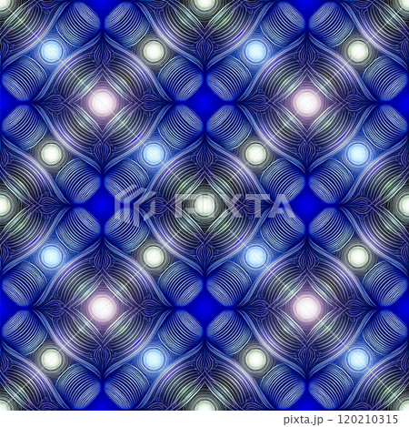 カラフルな万華鏡の繰り返しシームレス模様のイラスト背景素材 青色 カラフルな万華鏡の繰り返しシームレス模様のイラスト背景素材 青色 120210315