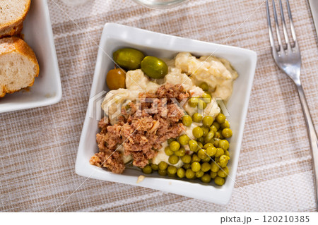 Spanish salad called Ensalada rusa Spanish salad called Ensalada rusa 120210385