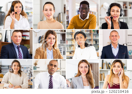 Collage of portraits of positive people of various professions Collage of portraits of positive people of various professions 120210416