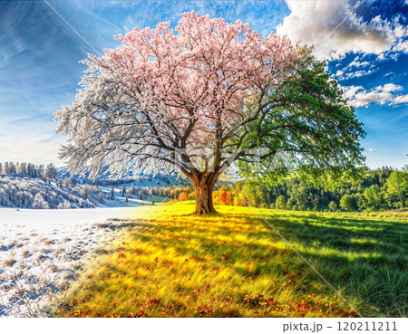 Four seasons tree. Nature during the year - spring, summer, autumn, winter Four seasons tree. Nature during the year - spring, summer, autumn, winter 120211211