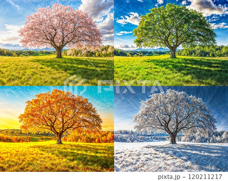 Four seasons tree. Nature during the year - spring, summer, autumn, winter 120211217