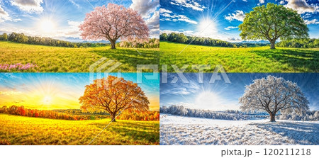 Four seasons tree. Nature during the year - spring, summer, autumn, winter 120211218