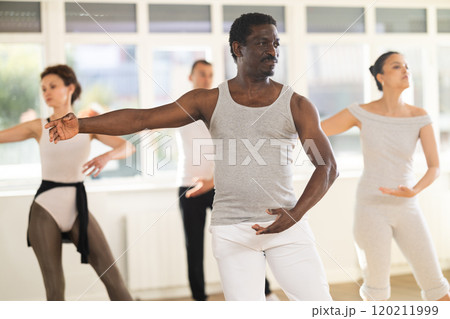 Group of dancers rehearsing ballet dance 120211999