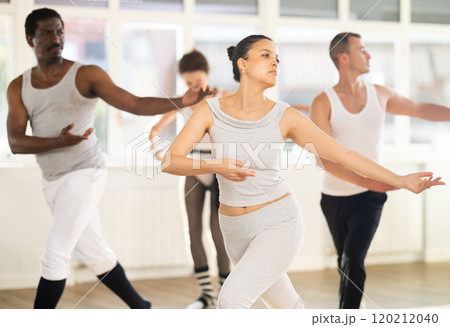 Group of dancers rehearsing ballet dance 120212040