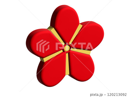 紅梅の花びら 和風3Dアイコン素材・赤と黄の梅(斜め) 紅梅の花びら 和風3Dアイコン素材・赤と黄の梅(斜め) 120213092