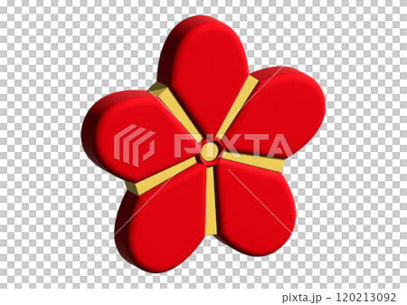 紅梅の花びら 和風3Dアイコン素材・赤と黄の梅(斜め) 紅梅の花びら 和風3Dアイコン素材・赤と黄の梅(斜め) 120213092