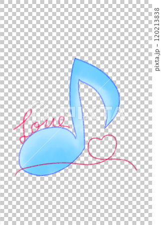 A musical note with the word LOVE on it 120213838