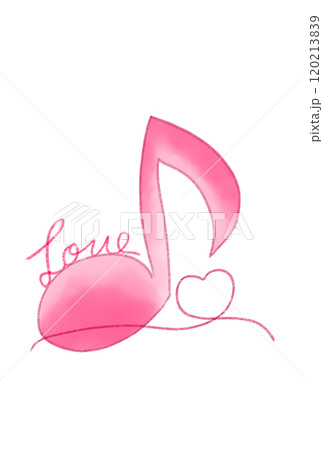 LOVEの文字が付いた音符 LOVEの文字が付いた音符 120213839