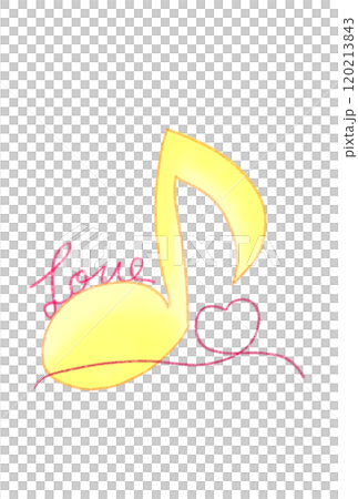 A musical note with the word LOVE on it 120213843