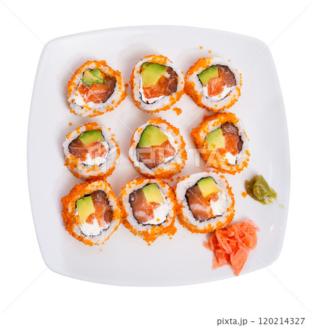 California roll masago caviar with cheese avocado and salmon 120214327