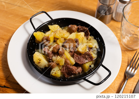 Stew beef and potato stew with wild mushrooms, homemade dinner Stew beef and potato stew with wild mushrooms, homemade dinner 120215107