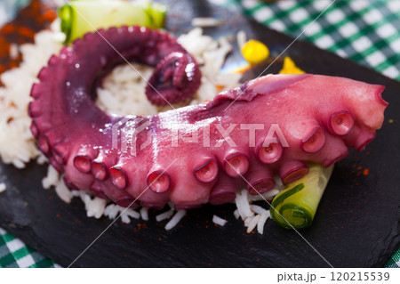 Octopus with rice served with paprika Octopus with rice served with paprika 120215539