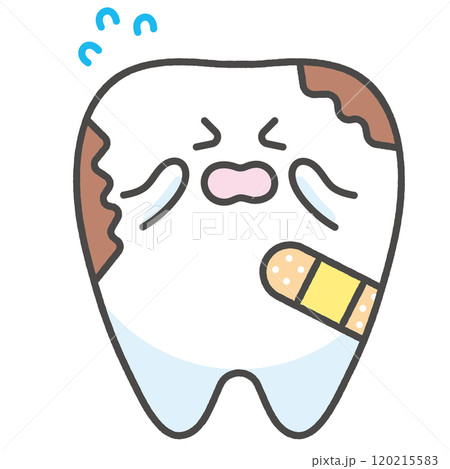 痛々しい歯のキャラクターイラスト 120215583
