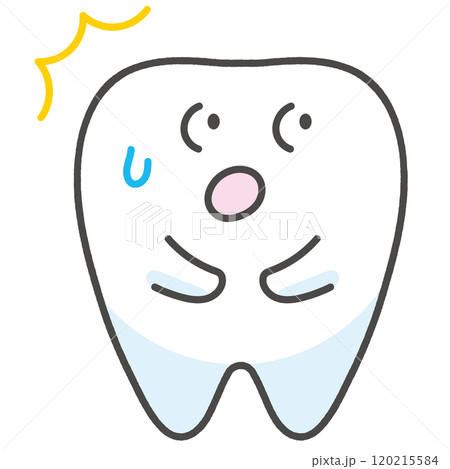 何かに気づく歯のキャラクターイラスト 120215584