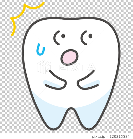何かに気づく歯のキャラクターイラスト 120215584