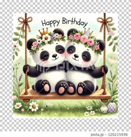 生日快樂生日快樂熊貓圖案生成AI 120215936
