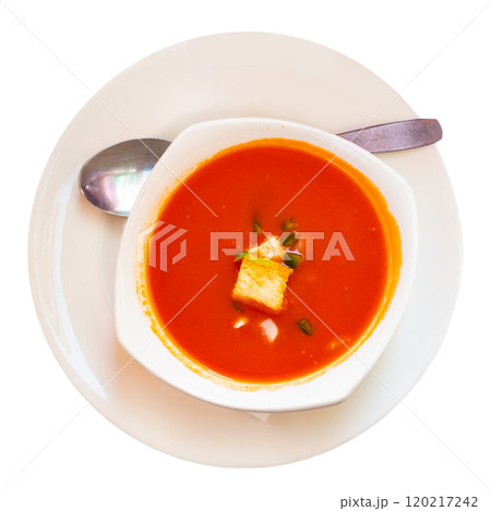 Gazpacho with chicken peppers and onions 120217242