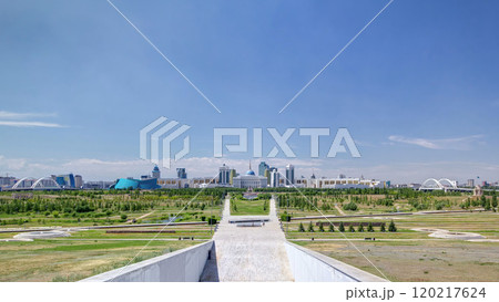 Panorama of the Astana city timelapse and the president's residence Akorda with park 120217624