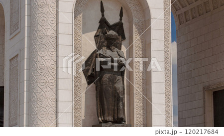 Triumphal arch timelapse hyperlapse and the central part of the city in Astana, Kazakhstan. 120217684