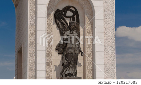 Triumphal arch timelapse hyperlapse and the central part of the city in Astana, Kazakhstan. 120217685