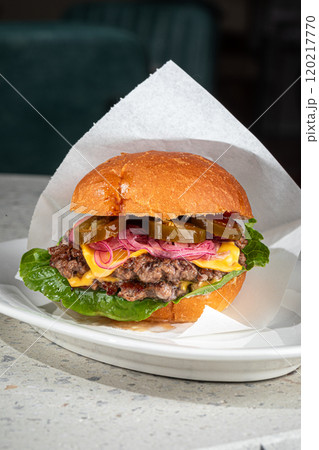 American spicy jalapeno hamburger American spicy jalapeno hamburger 120217770