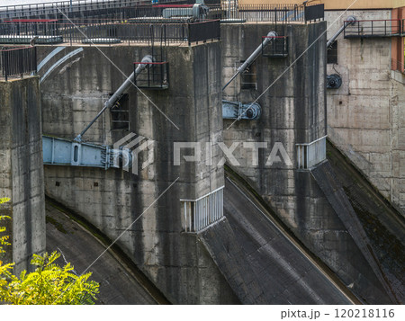 Close-Up View of Concrete Dam Structure and Support Mechanisms 120218116