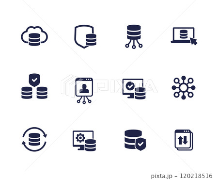 data storage and security, database icons set data storage and security, database icons set 120218516