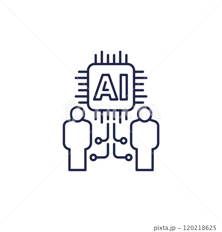 Artificial Intelligence and humans line icon 120218625