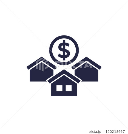 rental payments icon with houses 120218667