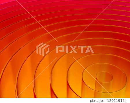幻想的な光に照らされた同心円のパイプの3Dイラストレーション 120219184
