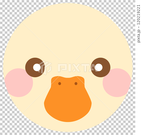 かわいいアヒルのイラスト 顔 ベクター素材 120219221