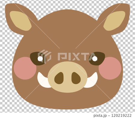 可愛的野豬插畫臉向量素材 120219222