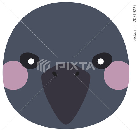 かわいいカラスのイラスト 顔 ベクター素材 120219223
