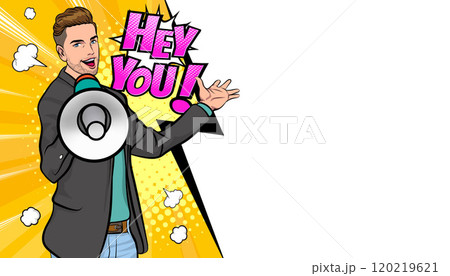 surprise man holding megaphone 30 120219621