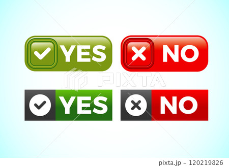 Yes and No badges, Check mark and cross mark icons 120219826