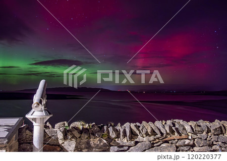 The Aurora Borealis, the northern lights, showing up in Portnoo, County Donegal, Ireland. 120220377